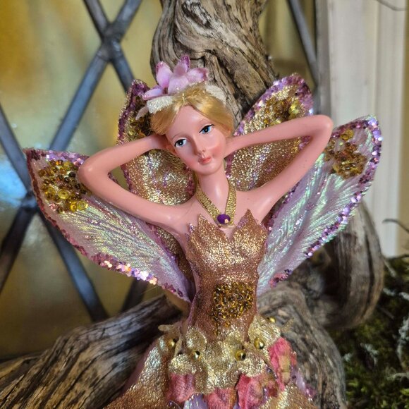 Vintage Pink Flower Fairy Ornament - Picture 3 of 12